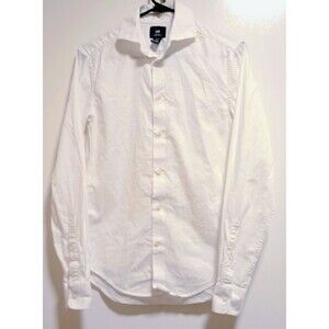 H&M Slim Fit Shirt Mens Extra Small XS White Long Sleeve 100% Cotton Button Up